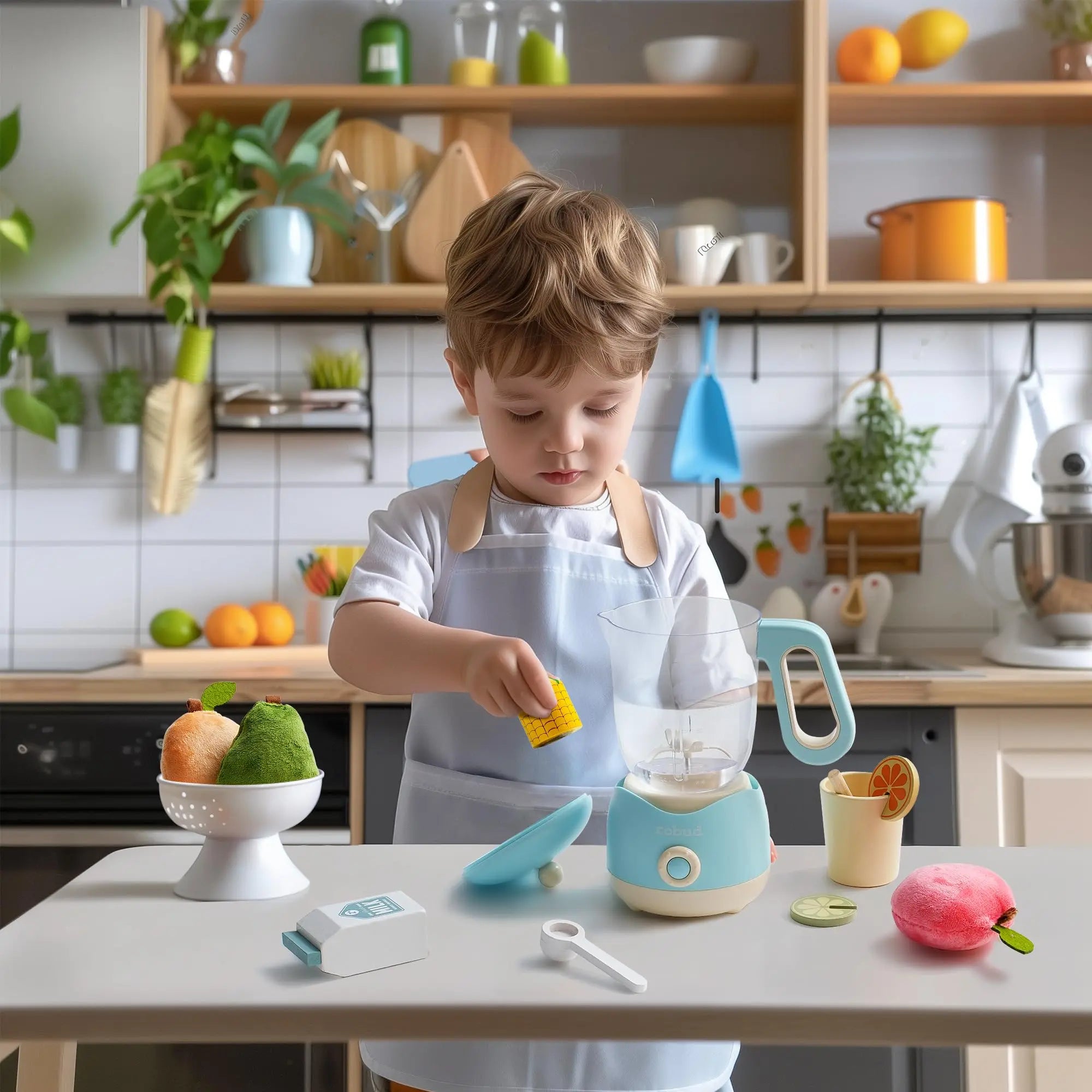 ROBOTIME Wooden Pretend Play Juicing Machine Toy Gift Toddlers