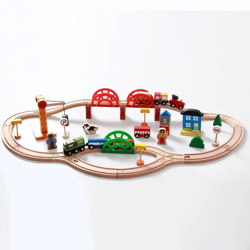 120 Pieces Of Wooden Track Toy Train For Children