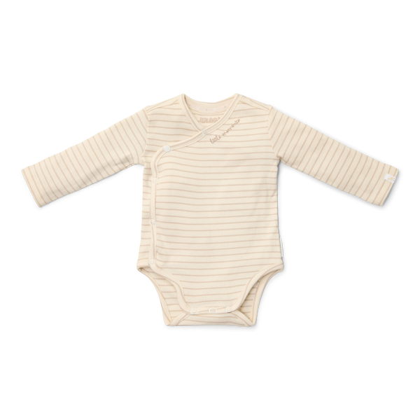 Little Dutch Body kopertowe z długim rękawem Soft Beige Stripe - 62