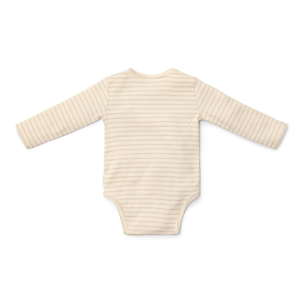 Little Dutch Body kopertowe z długim rękawem Soft Beige Stripe - 62