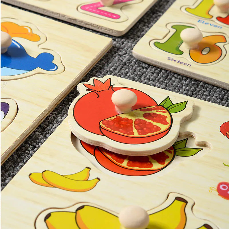 Mushroom Puzzle Board for Kids - Montessori Wooden Toy