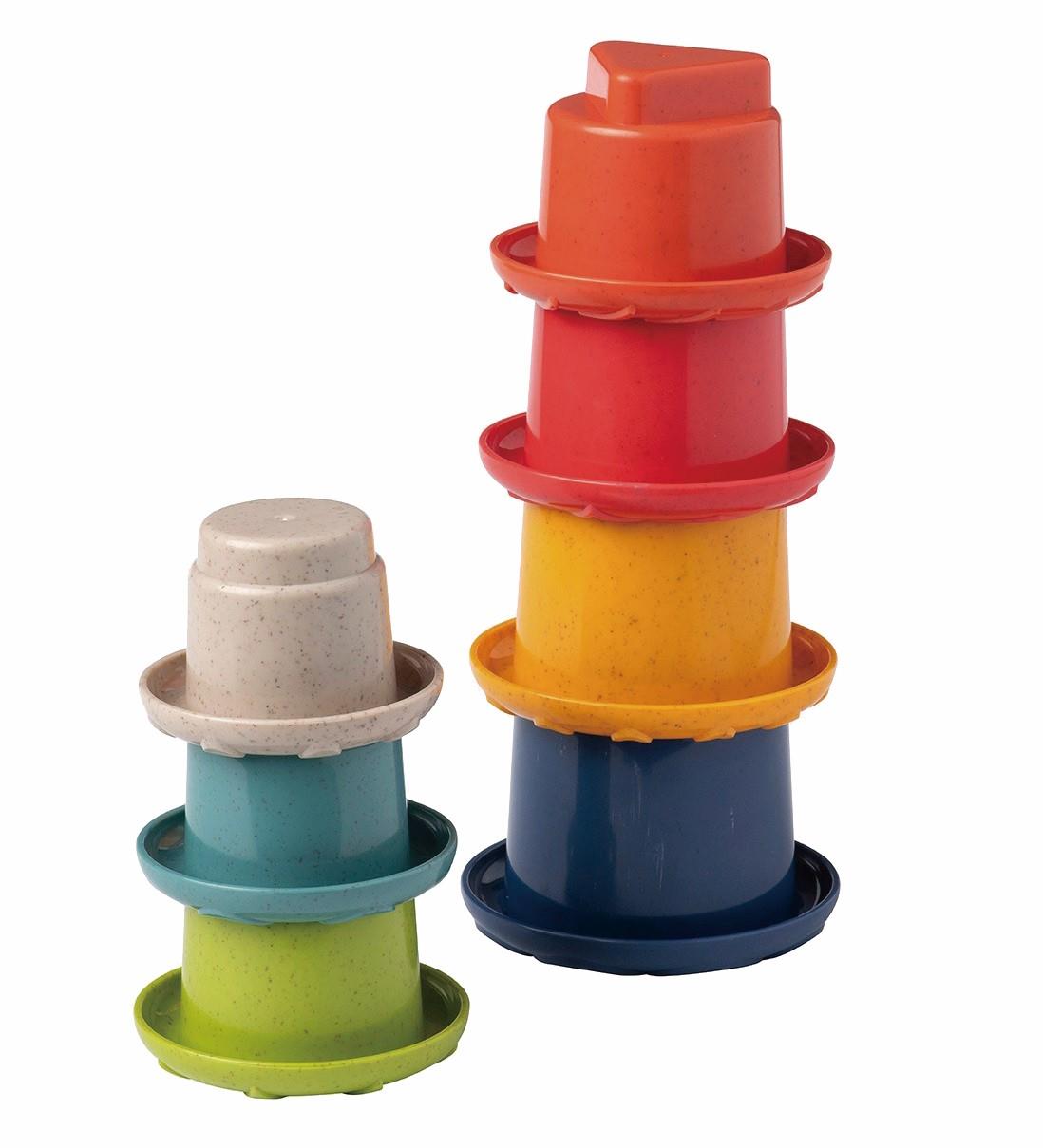 Tęczowa wieża z kubków do układania TOLO Bio 6m+