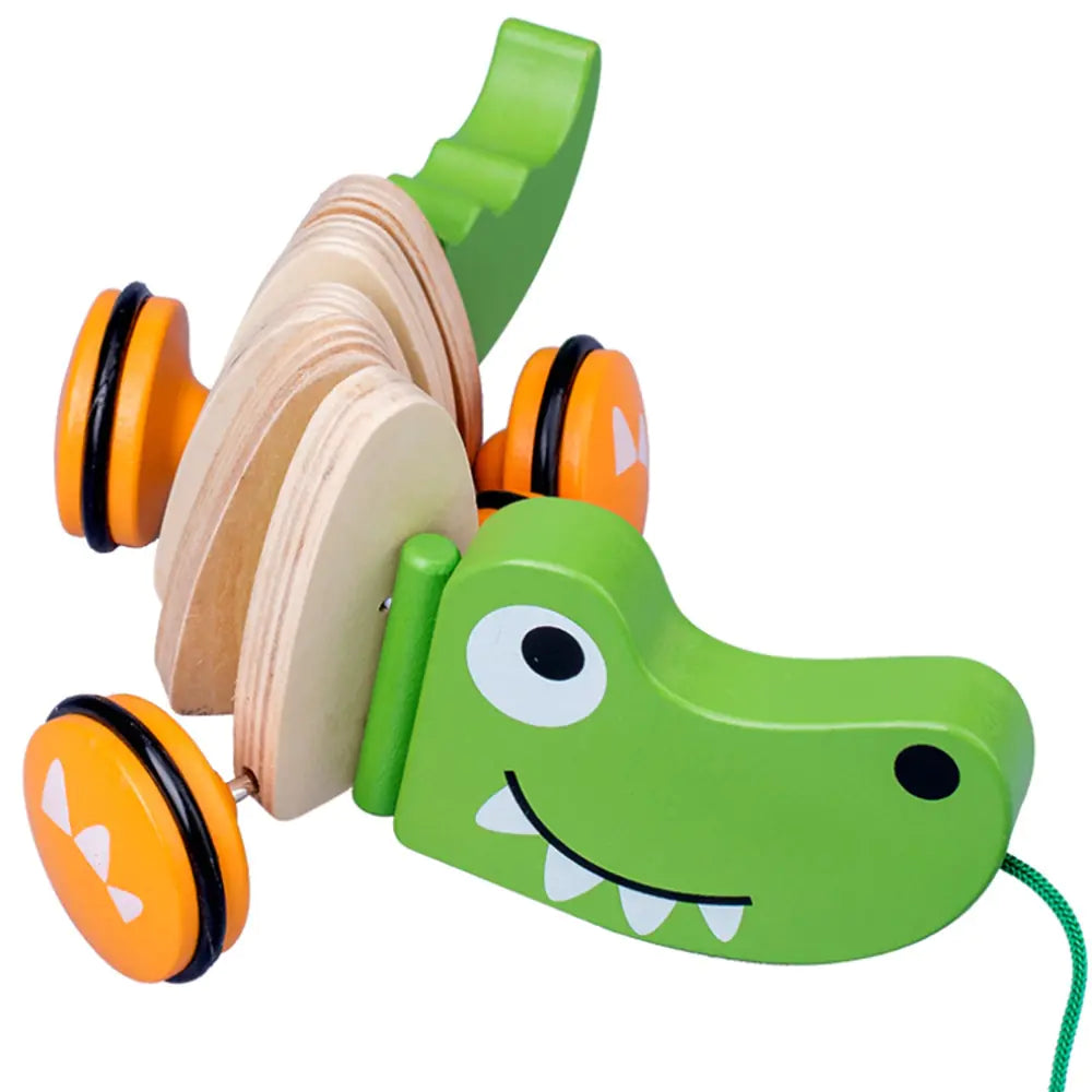 Wooden Animal Pull Toy - Dog and Crocodile Models