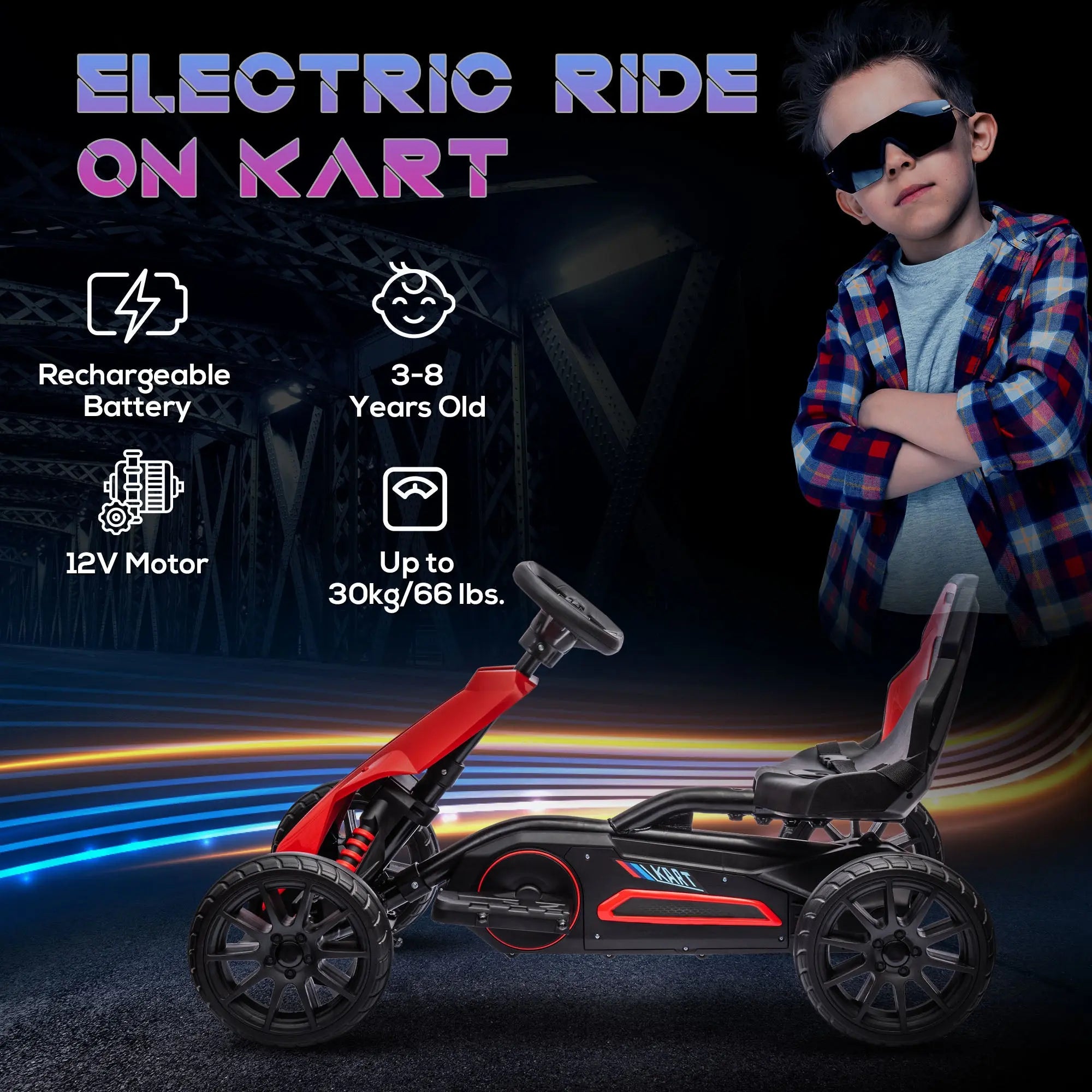 12V Electric Go Kart for Kids w/ Adjustable Speed