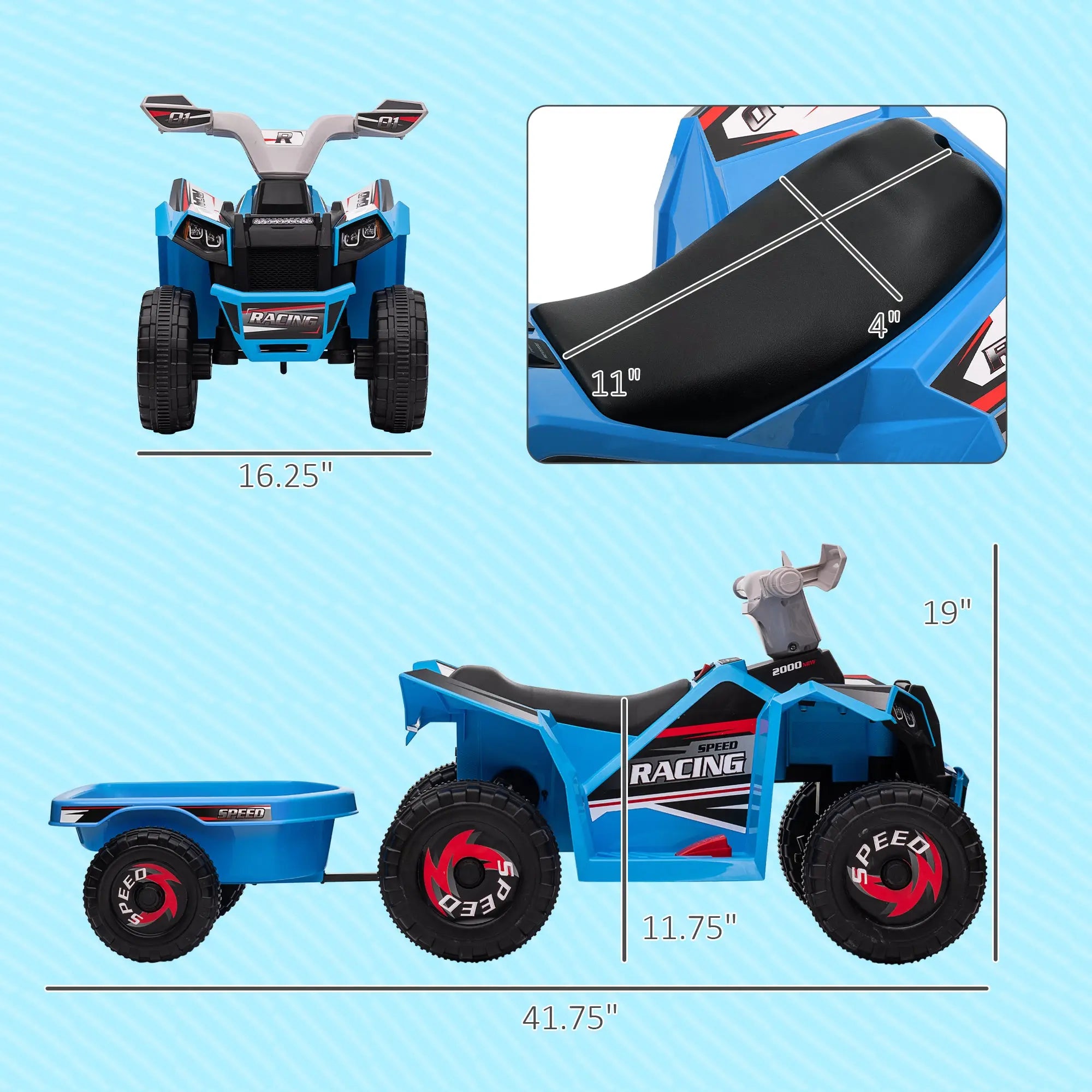 6V Electric Toy Car with Back Trailer