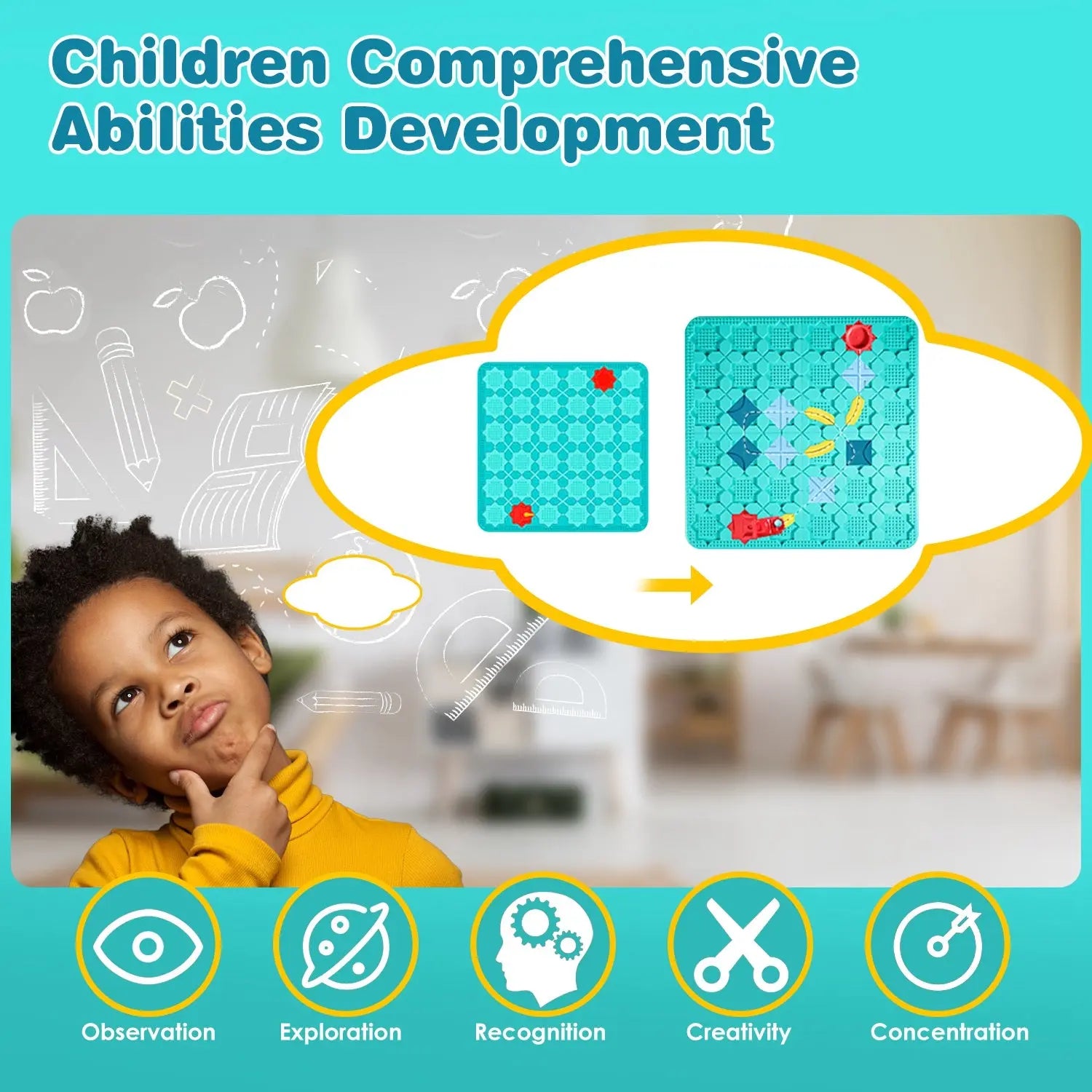 1Pc Kids Logical Road Builder Toy Brain Teasers Puzzles Montessori Toys Preschool Educational Learning Toys Puzzle STEM Board Game For 3 To 8 Years Old Boys Girls Birthday Gift