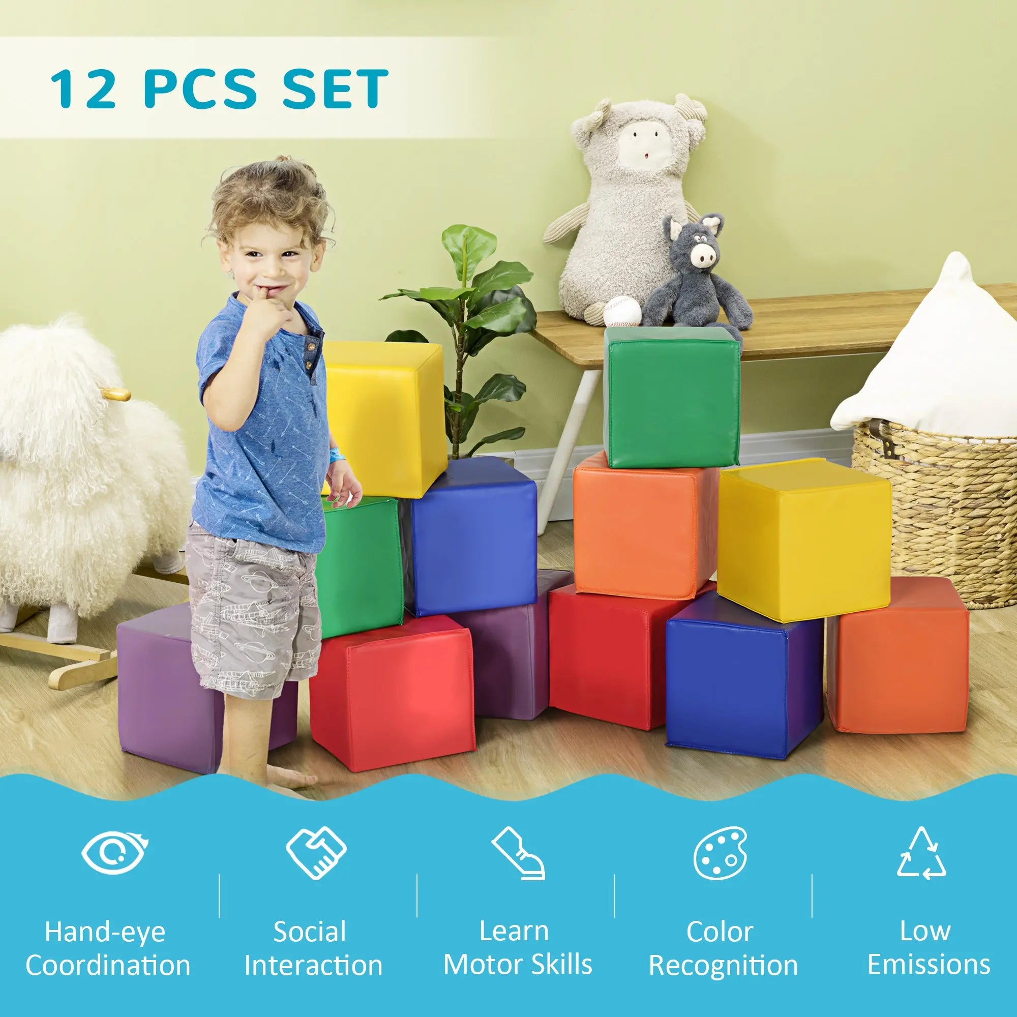 12 Piece Soft Play Blocks Soft Foam Toy for Toddler