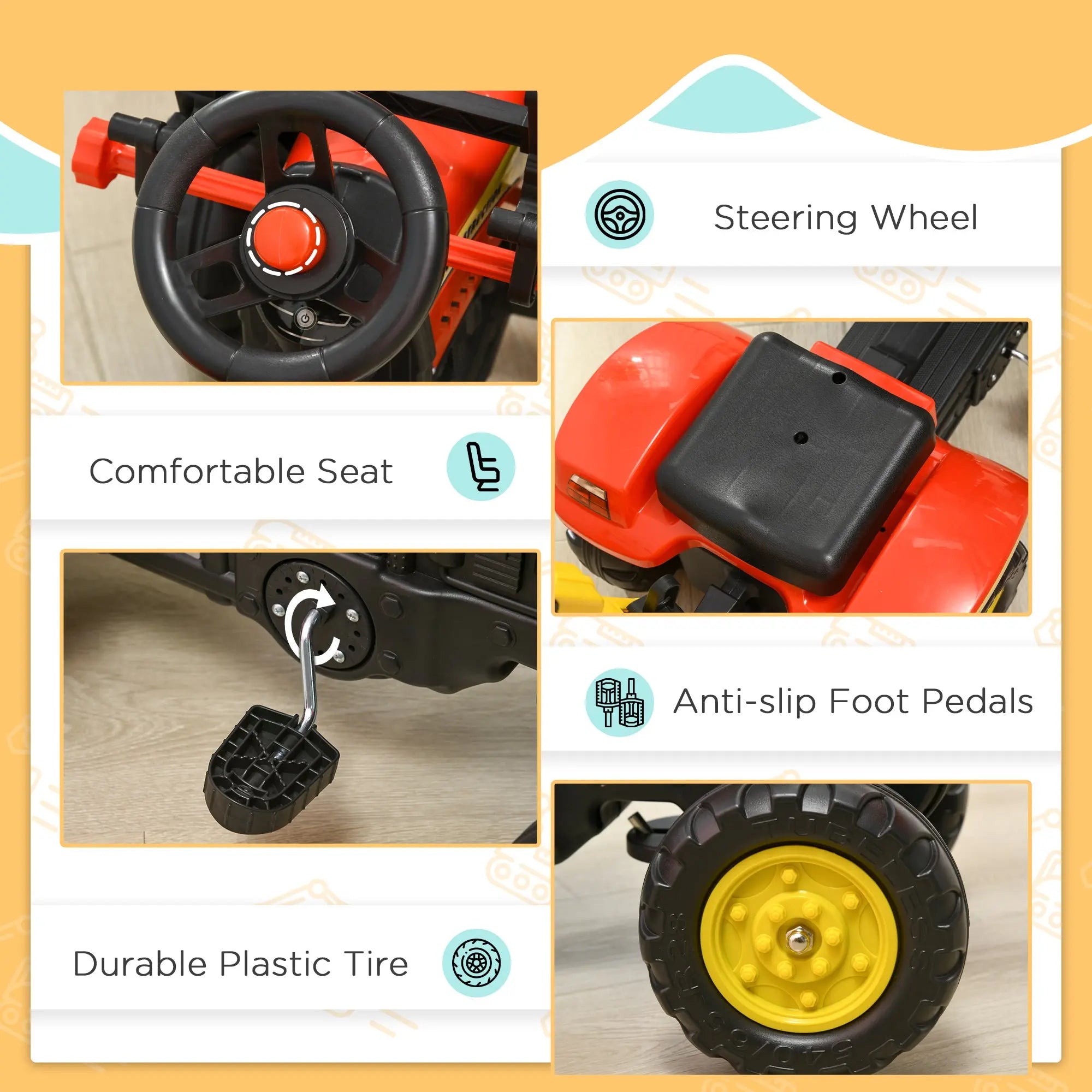 3 in1 Kids Ride On Excavator/Bulldozer