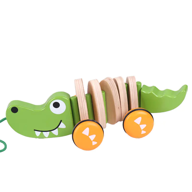 Wooden Animal Pull Toy - Dog and Crocodile Models