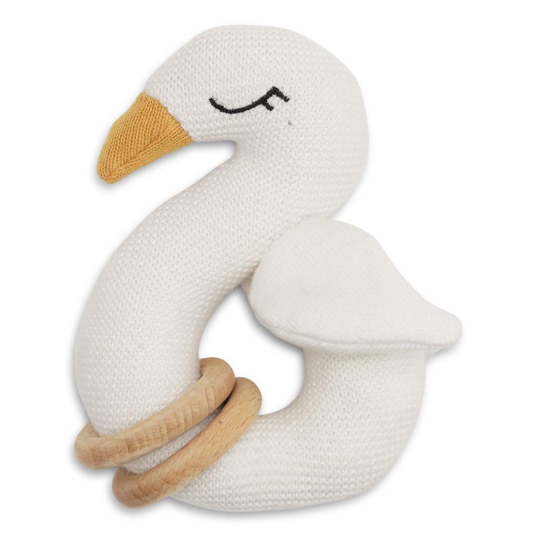 Grzechotka gryzak Swan 0+ Vanilla Copenhagen - SMYKI - SENSORYKI