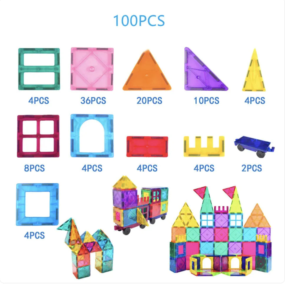 100pc Magnetic Windows Building Blocks