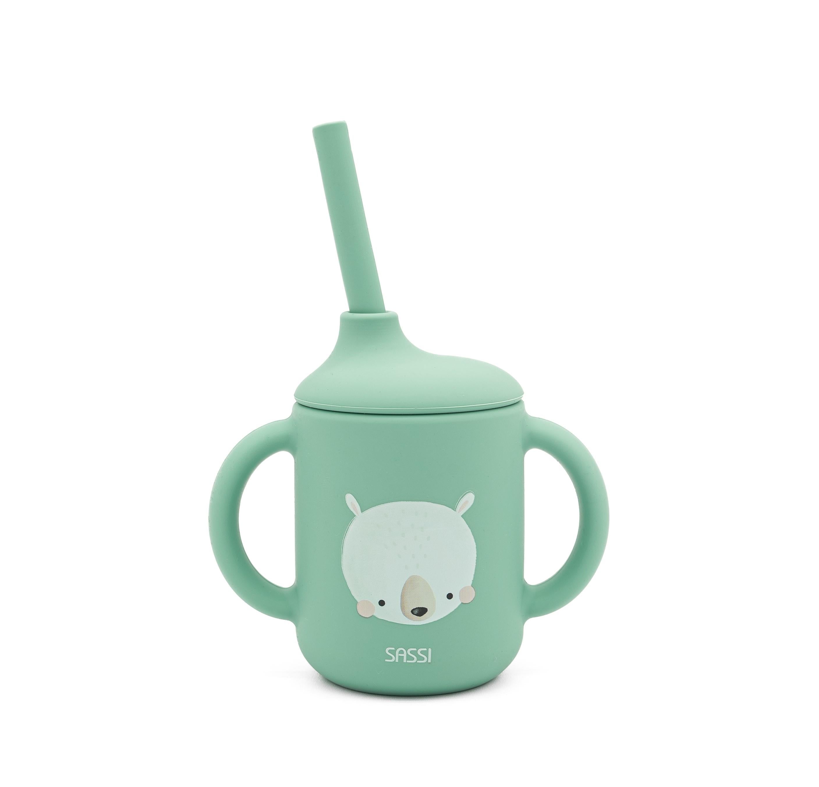 Kubek silikonowy z rurką dla dzieci Miś SASSI - SMYKI - SENSORYKI